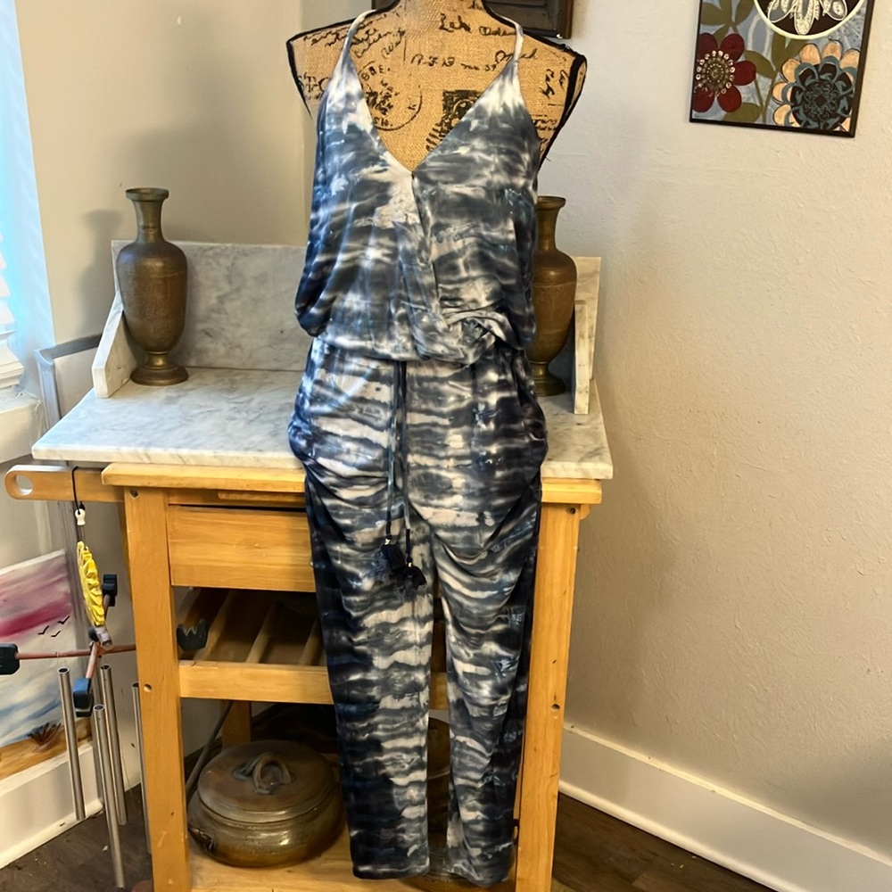 Young Fabulous & Broke Sky Blue Tie Dye Jumpsuit S!